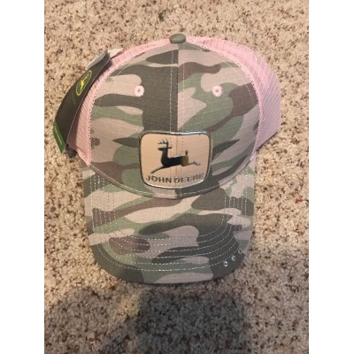 's Pink Camouflage John Deere Baseball Mesh Hat Snap Closure  eb-57366691